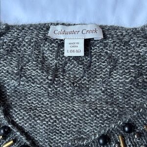 Coldwater Creek Charcoal V-Neck Sweater